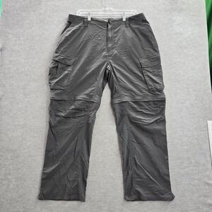 REI‎ Men Pants XL Gray Nylon Polyester Logo Embroidery Convertible Cargo 30"